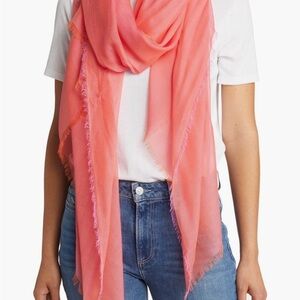 Elegant coral silky lightweight scarf. NWT.